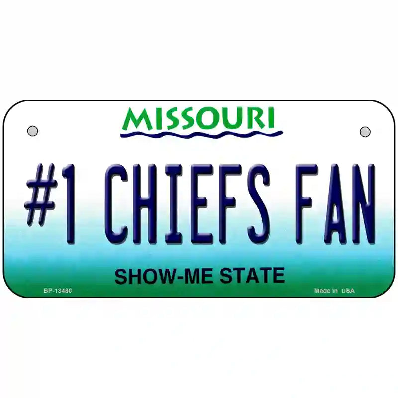 Number 1 Chiefs Fan Novelty Metal License Plate Tag 6" x 3" (BP)