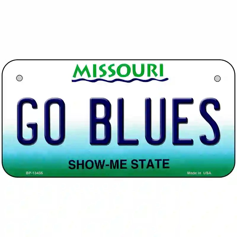 Go Blues Novelty Metal License Plate Tag 6" x 3" (BP)