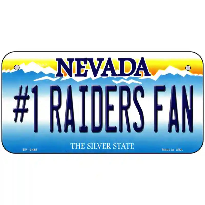 Number 1 Raiders Fan Nevada Novelty Metal License Plate Tag 6" x 3" (BP)