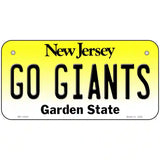 New Jersey Go Giants Novelty Metal License Plate Tag 6" x 3" (BP)