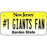 New Jersey Number 1 Giants Fan Novelty Metal License Plate Tag 6" x 3" (BP)