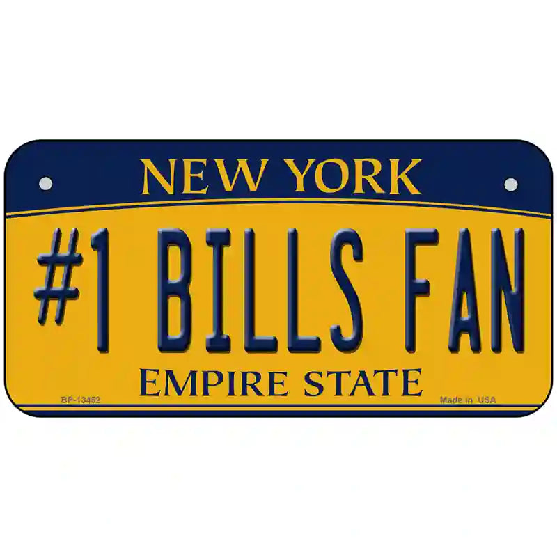 Number 1 Bills Fan Novelty Metal License Plate Tag 6" x 3" (BP)