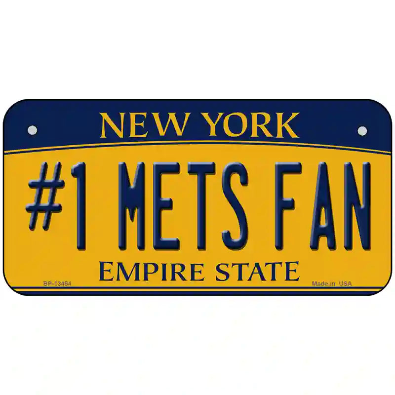 Number 1 Mets Fan Novelty Metal License Plate Tag 6" x 3" (BP)