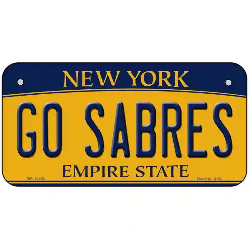 Go Sabres Novelty Metal License Plate Tag 6" x 3" (BP)