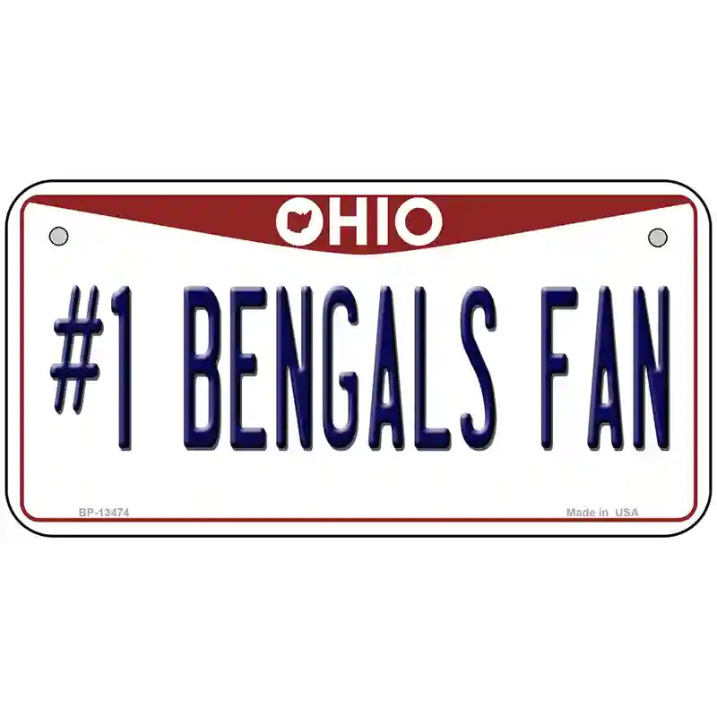 Number 1 Bengals Fan Novelty Metal License Plate Tag 6" x 3" (BP)