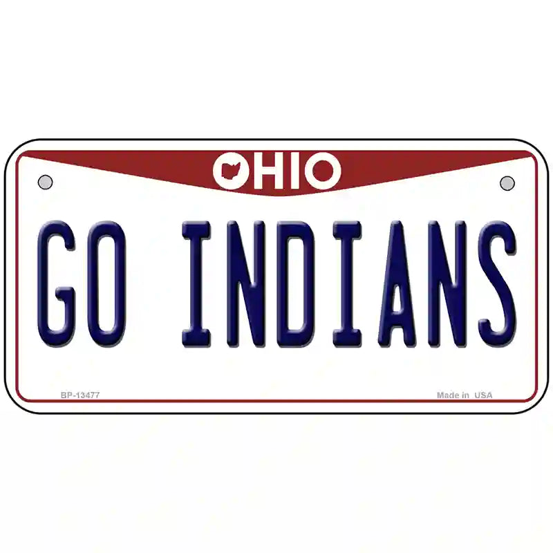 Go Indians Novelty Metal License Plate Tag 6" x 3" (BP)