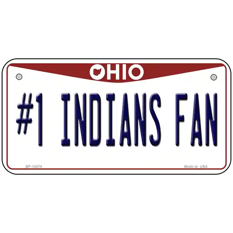 Number 1 Indians Fan Novelty Metal License Plate Tag 6" x 3" (BP)