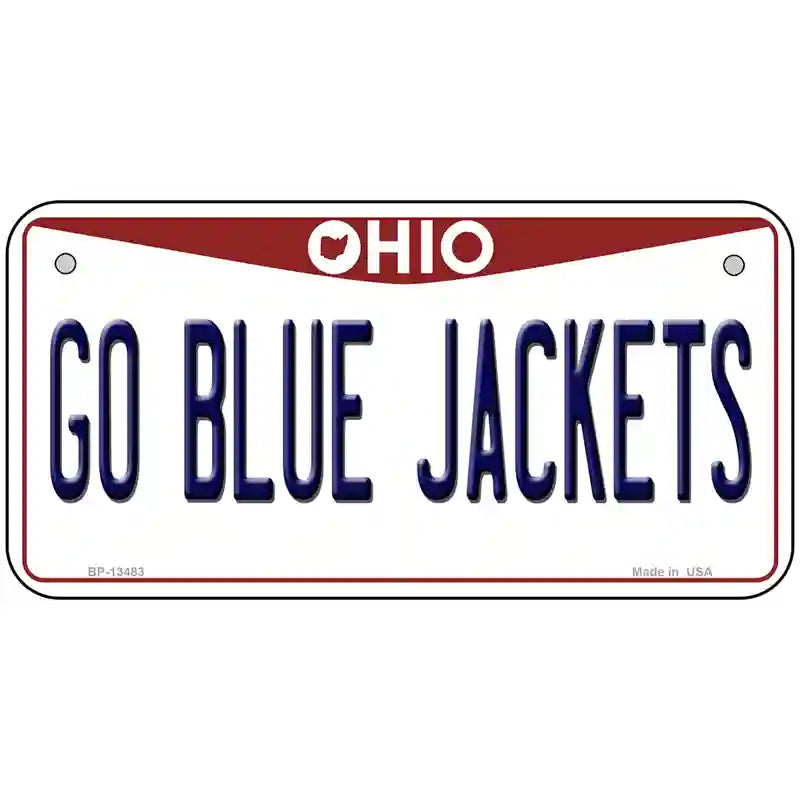 Go Blue Jackets Novelty Metal License Plate Tag 6" x 3" (BP)