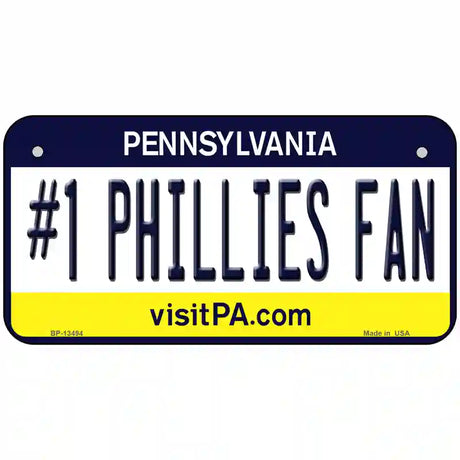 Number 1 Phillies Fan Novelty Metal License Plate Tag 6" x 3" (BP)