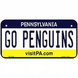 Go Penguins Novelty Metal License Plate Tag 6" x 3" (BP)