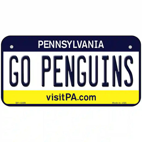 Go Penguins Novelty Metal License Plate Tag 6" x 3" (BP)