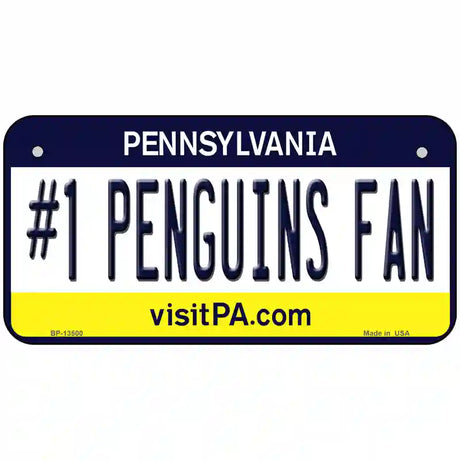 Number 1 Penguins Fan Novelty Metal License Plate Tag 6" x 3" (BP)