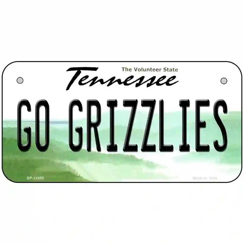 Go Grizzlies Novelty Metal License Plate Tag 6" x 3" (BP)