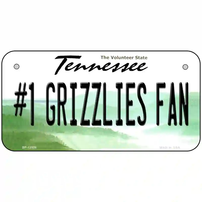 Number 1 Grizzlies Fan Novelty Metal License Plate Tag 6" x 3" (BP)