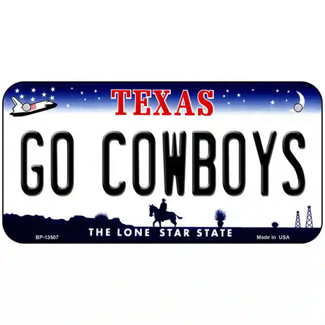 Go Cowboys Novelty Metal License Plate Tag 6" x 3" (BP)