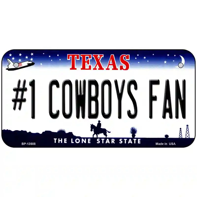 Number 1 Cowboys Fan Novelty Metal License Plate Tag 6" x 3" (BP)