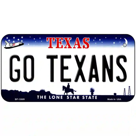 Go Texans Novelty Metal License Plate Tag 6" x 3" (BP)