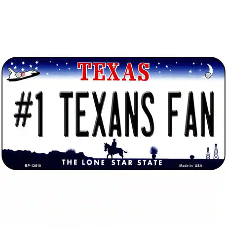 Number 1 Texans Fan Novelty Metal License Plate Tag 6" x 3" (BP)