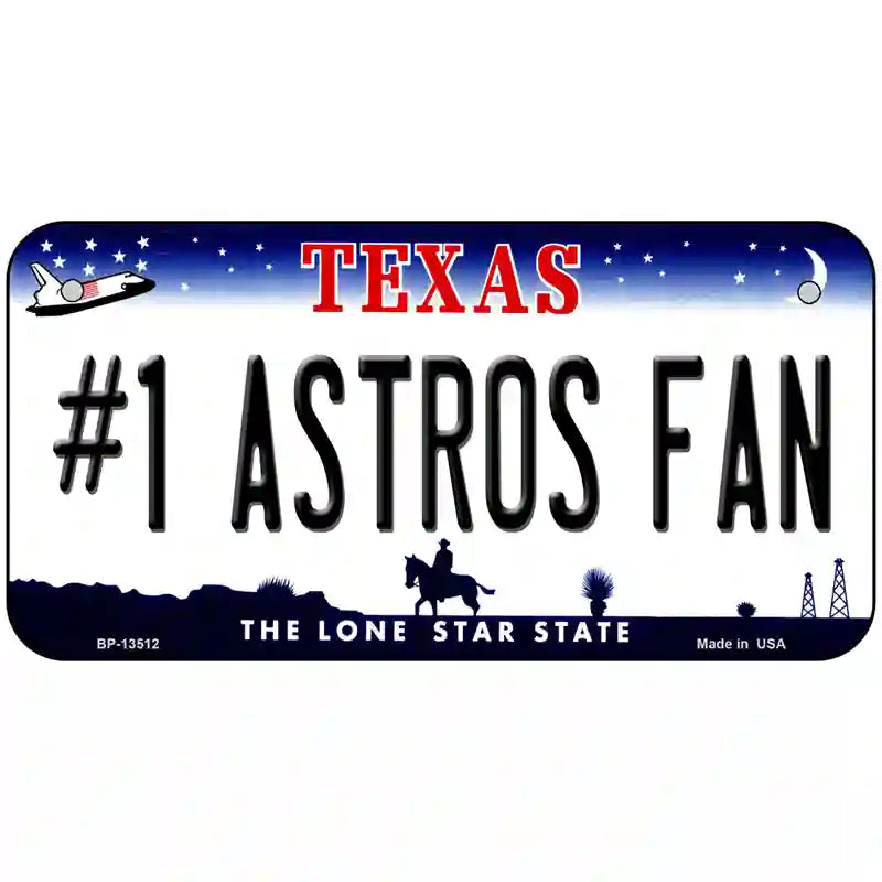 Number 1 Astros Fan Novelty Metal License Plate Tag 6" x 3" (BP)