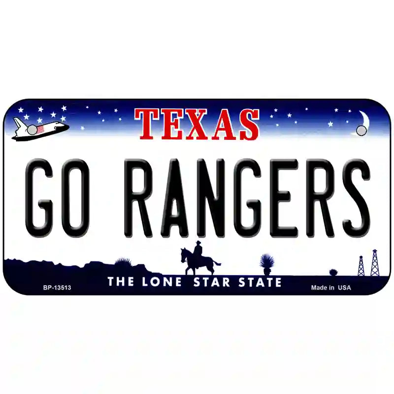 Go Rangers Texas Novelty Metal License Plate Tag 6" x 3" (BP)