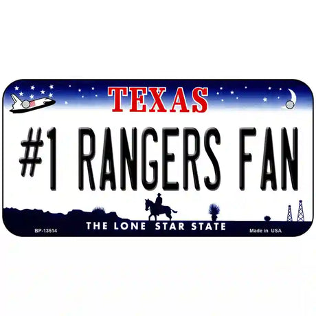 Number 1 Rangers Fan Baseball Novelty Metal License Plate Tag 6" x 3" (BP)