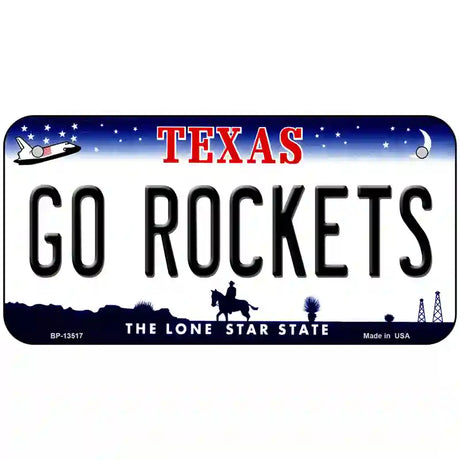 Go Rockets Novelty Metal License Plate Tag 6" x 3" (BP)