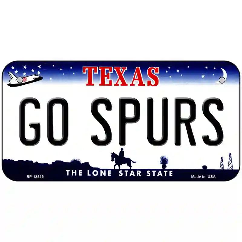 Go Spurs Novelty Metal License Plate Tag 6" x 3" (BP)