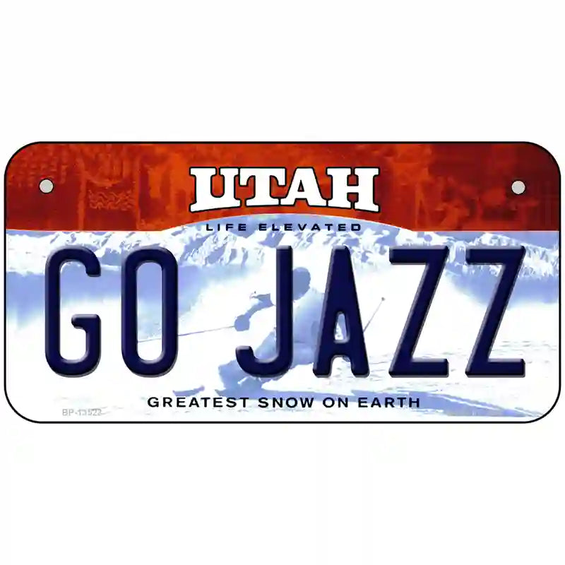 Go Jazz Novelty Metal License Plate Tag 6" x 3" (BP)