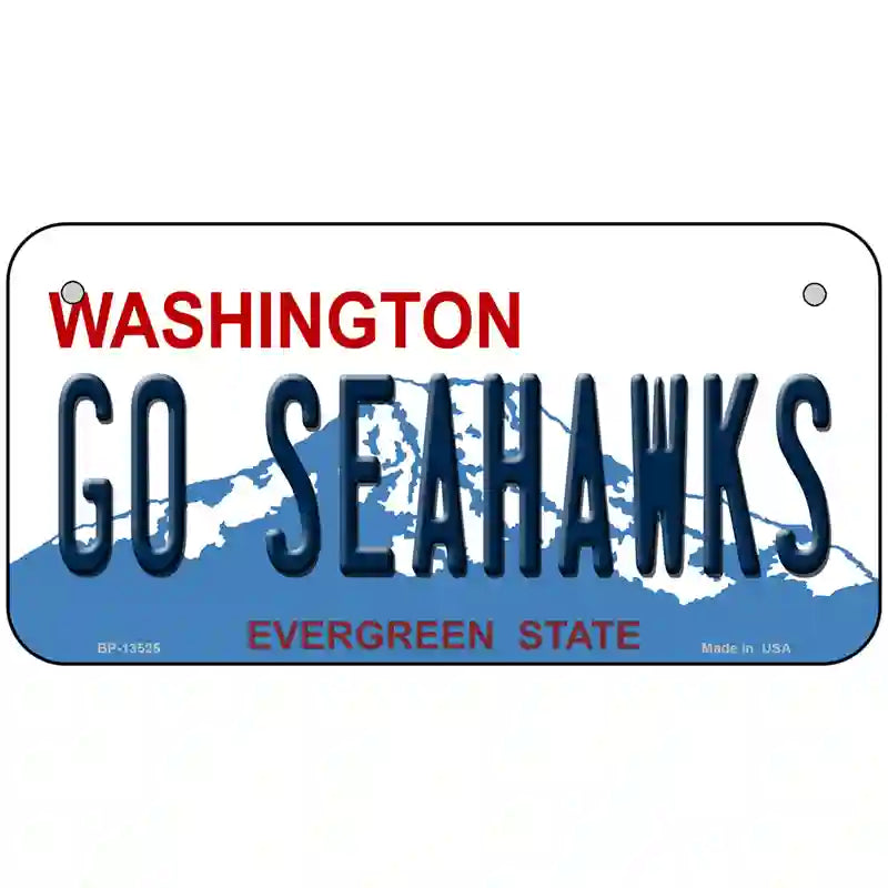 Go Seahawks Novelty Metal License Plate Tag 6" x 3" (BP)