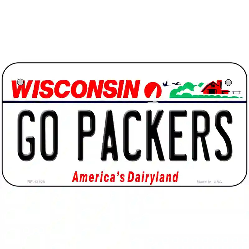 Go Packers Novelty Metal License Plate Tag 6" x 3" (BP)