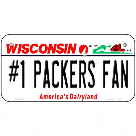 Number 1 Packers Fan Novelty Metal License Plate Tag 6" x 3" (BP)