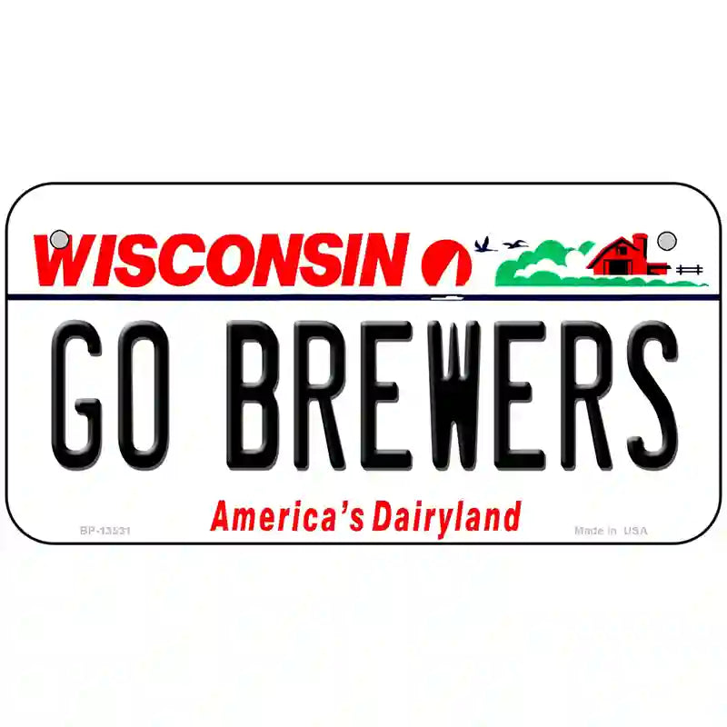 Go Brewers Novelty Metal License Plate Tag 6" x 3" (BP)