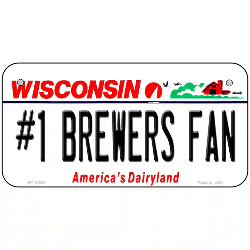 Number 1 Brewers Fan Novelty Metal License Plate Tag 6" x 3" (BP)