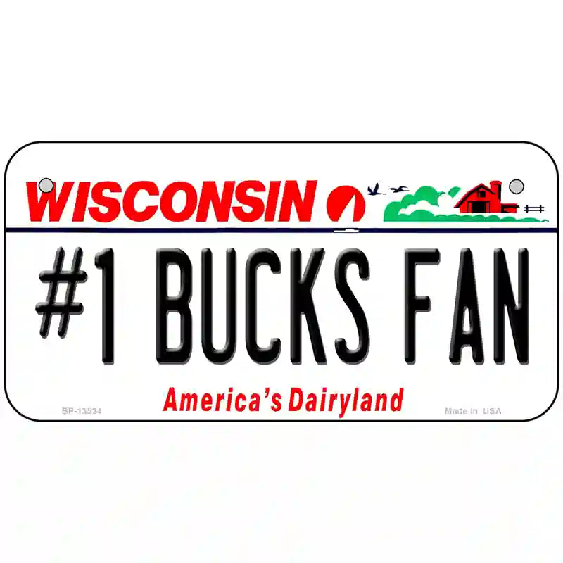 Number 1 Bucks Fan Novelty Metal License Plate Tag 6" x 3" (BP)