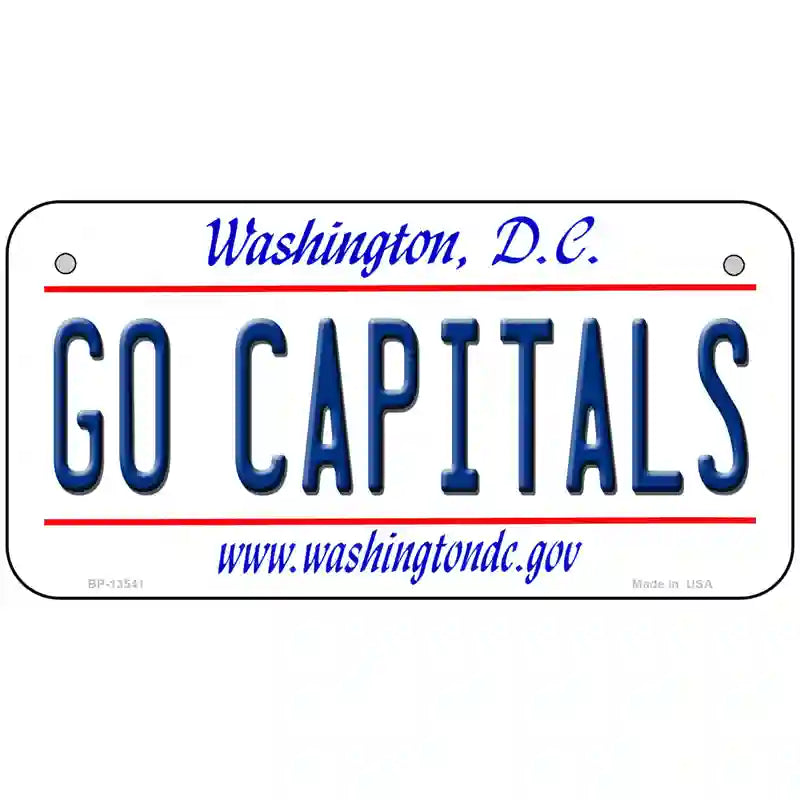 Go Capitals Novelty Metal License Plate Tag 6" x 3" (BP)