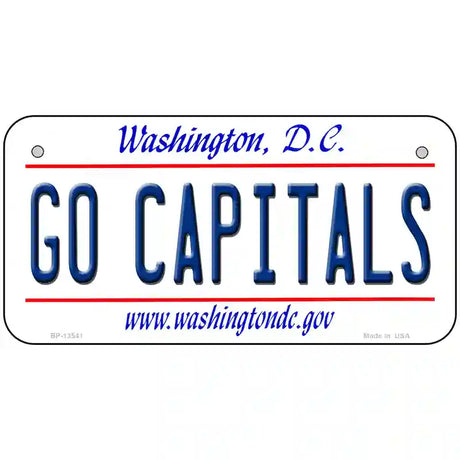 Go Capitals Novelty Metal License Plate Tag 6" x 3" (BP)