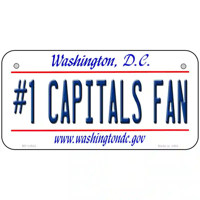 Number 1 Capitals Fan Novelty Metal License Plate Tag 6" x 3" (BP)