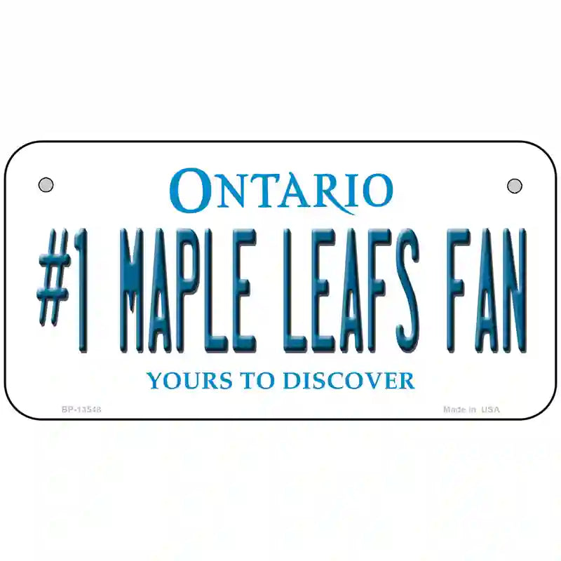 Number 1 Maple Leafs Fan Novelty Metal License Plate Tag 6" x 3" (BP)