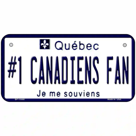 Number 1 Canadiens Fan Novelty Metal License Plate Tag 6" x 3" (BP)