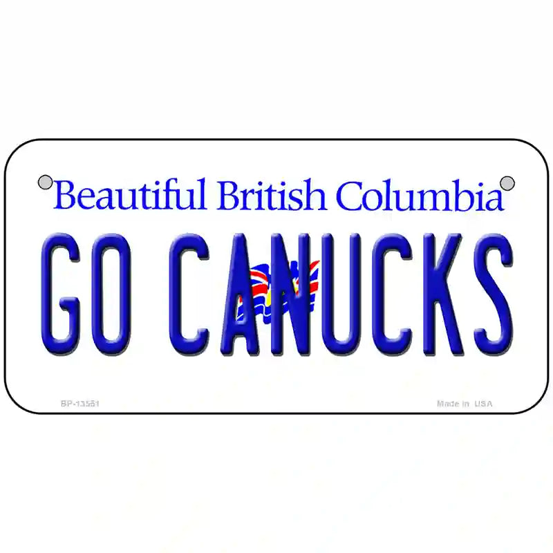 Go Canucks Novelty Metal License Plate Tag 6" x 3" (BP)