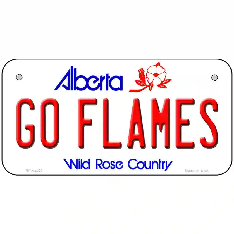 Go Flames Novelty Metal License Plate Tag 6" x 3" (BP)