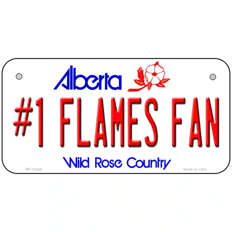 Number 1 Flames Fan Novelty Metal License Plate Tag 6" x 3" (BP)