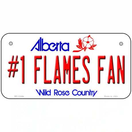 Number 1 Flames Fan Novelty Metal License Plate Tag 6" x 3" (BP)