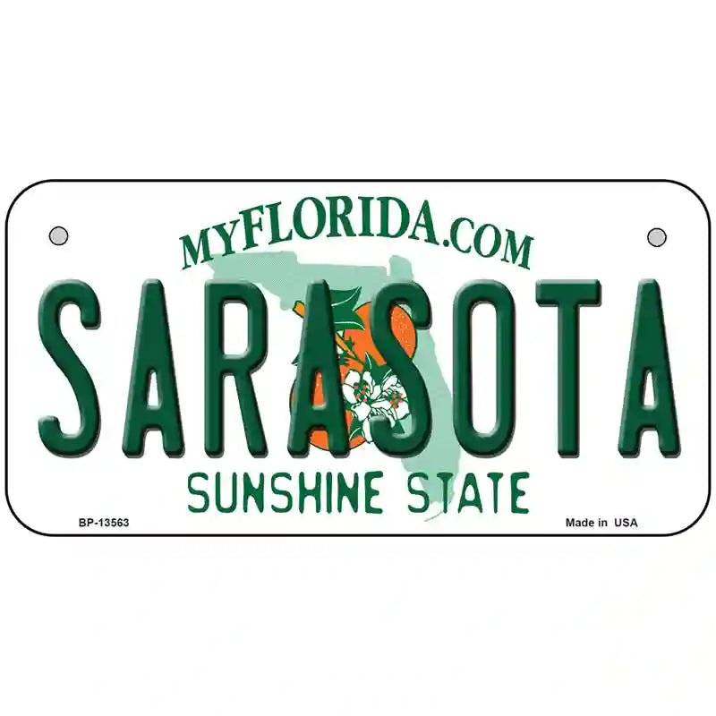 Sarasota Florida Novelty Metal License Plate 6" x 3" (BP)