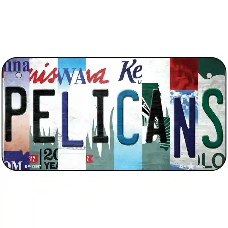 Pelicans Strip Art Novelty Metal License Plate Tag 6" x 3" (BP)