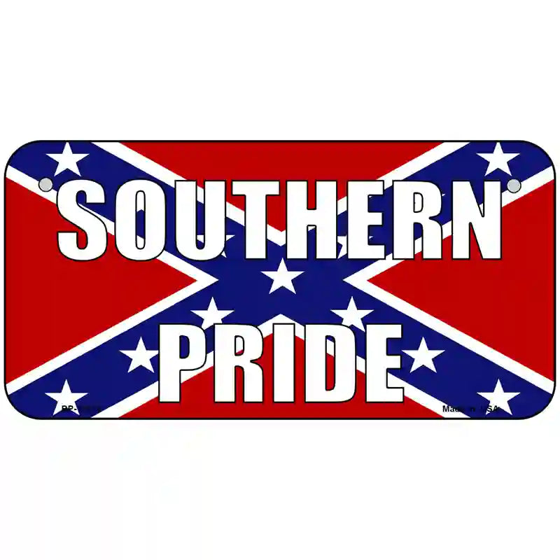 Southern Pride Confederate Novelty Metal License Plate Tag 6" x 3" (BP)