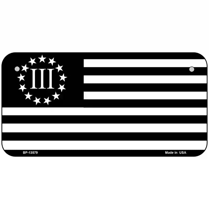 3 Percenter American Flag Novelty Metal License Plate Tag 6" x 3" (BP)