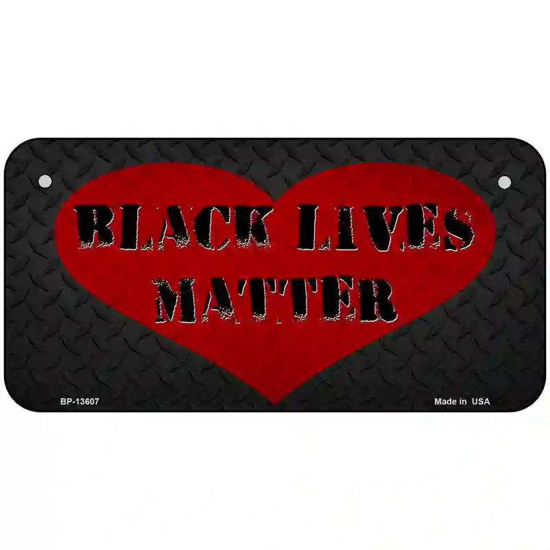 Black Lives Matter Heart Novelty Metal License Plate Tag 6" x 3" (BP)