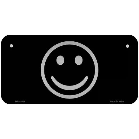 Smiley Black Novelty Metal License Plate Tag 6" x 3" (BP)