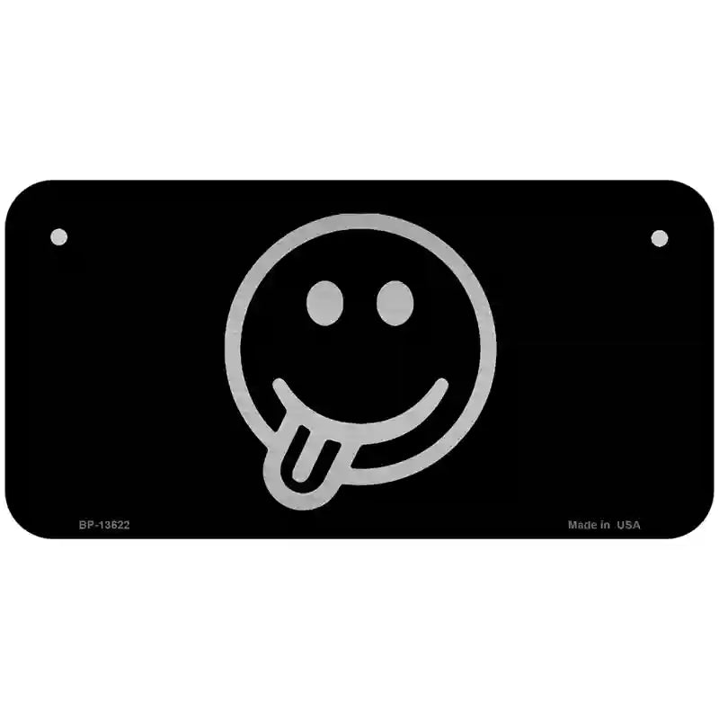 Tongue Out Black Novelty Metal License Plate Tag 6" x 3" (BP)